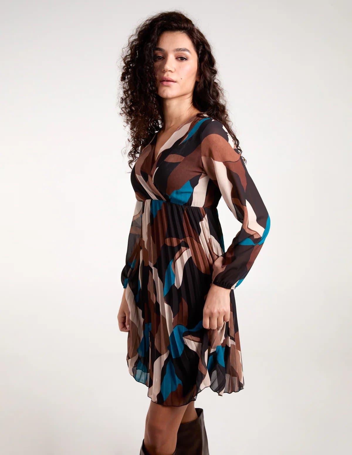 Blue Vanilla Pleated Wrap Dress