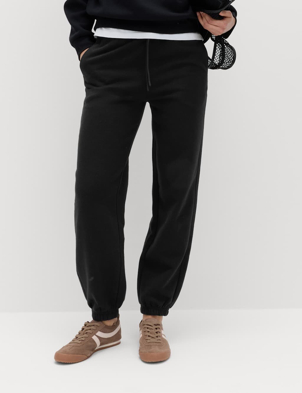 Marks & Spencer M&S Cotton Rich Cuffed Joggers Black - 2