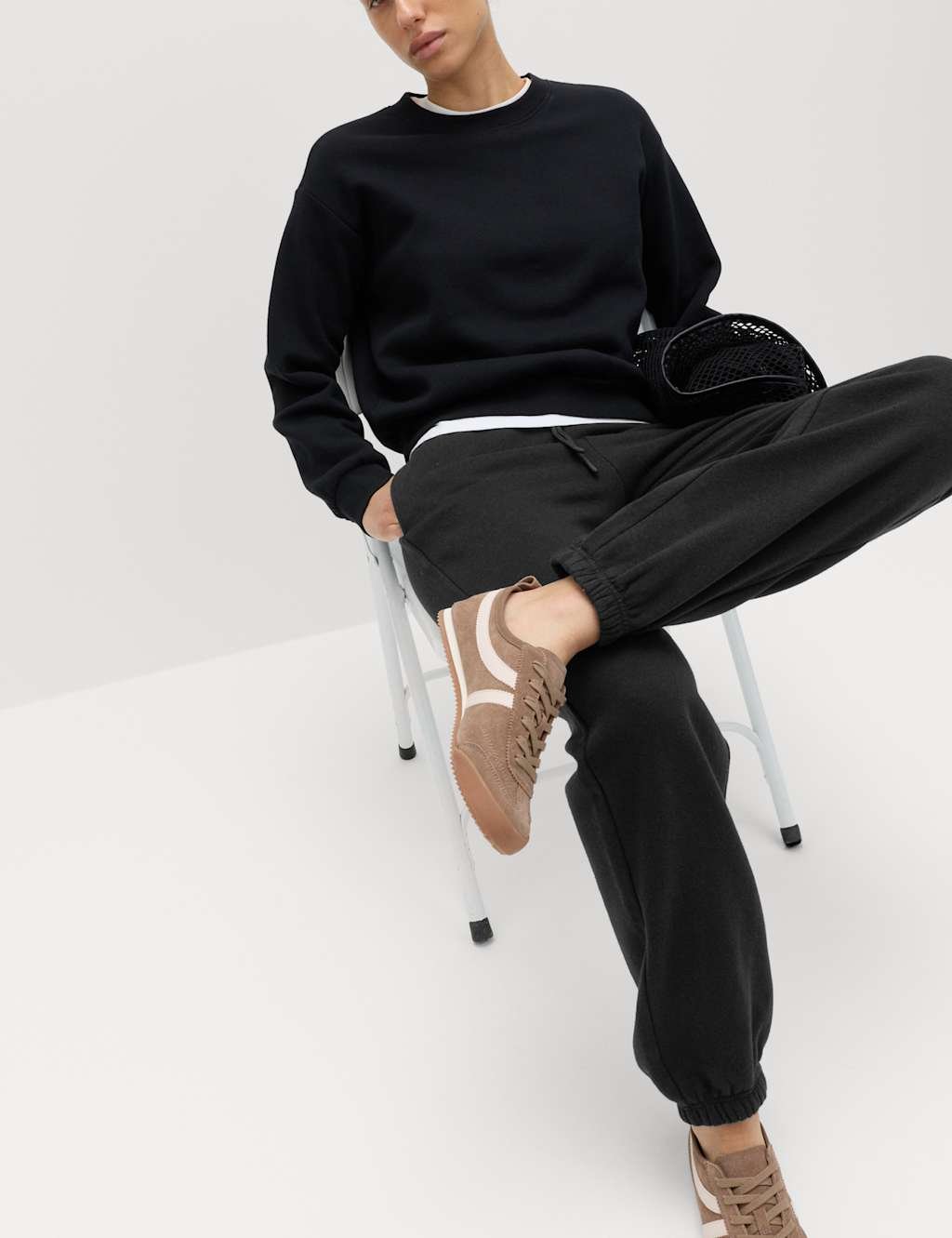 Marks & Spencer M&S Cotton Rich Cuffed Joggers Black - 3