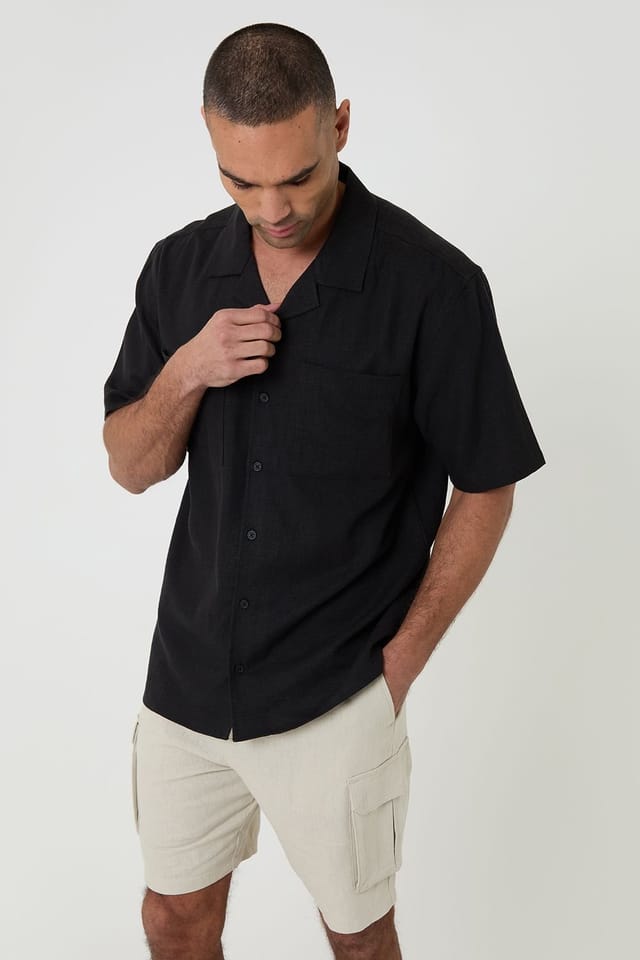 Threadbare threadbare Men's Linen Blend Cargo Shorts in Light Stone - 3