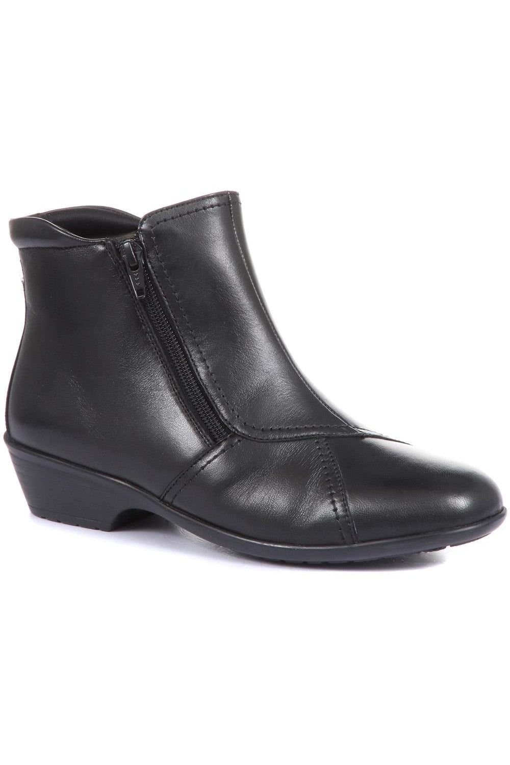 Pavers Pavers Women's Wide-Fit Leather Ankle Boots in Black