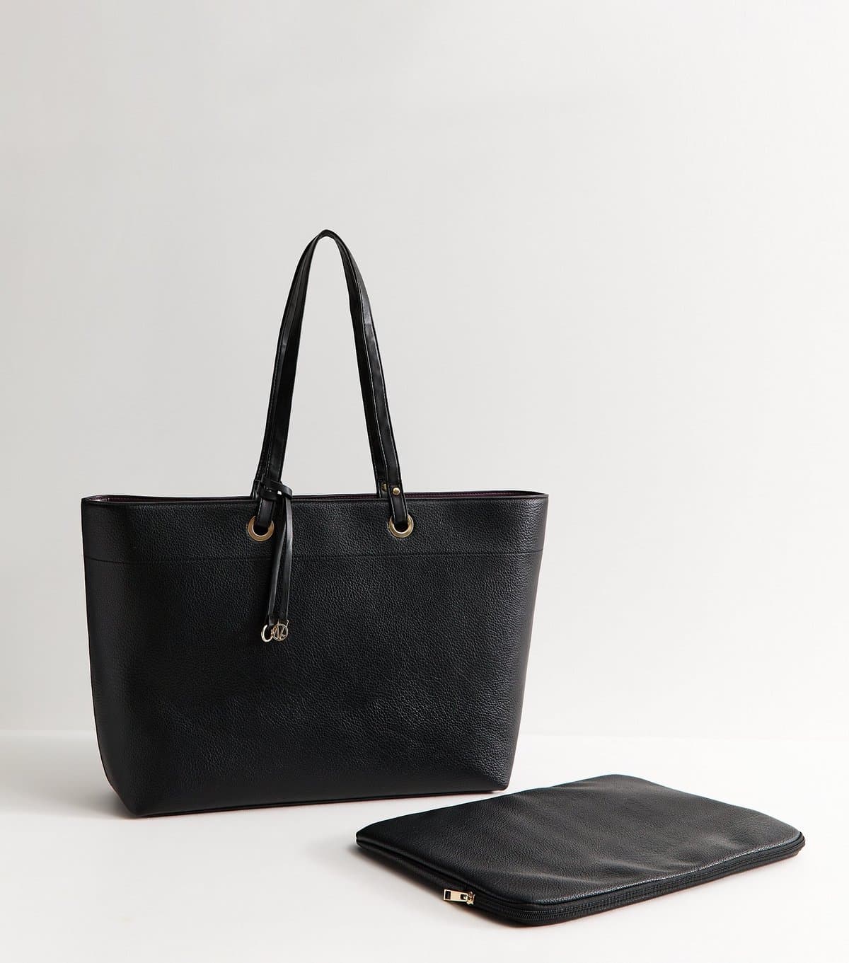 New Look New Look Black Faux Leather Tote Bag With Laptop Case