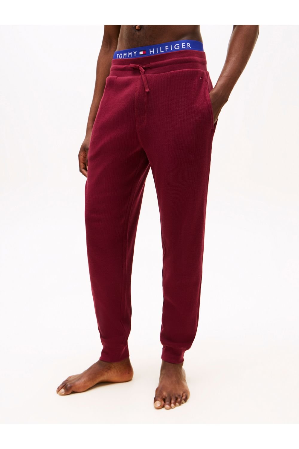 Tommy Hilfiger Tommy Hilfiger Men's Essentials Waffle Pant Deep Rouge in Burgundy - 4
