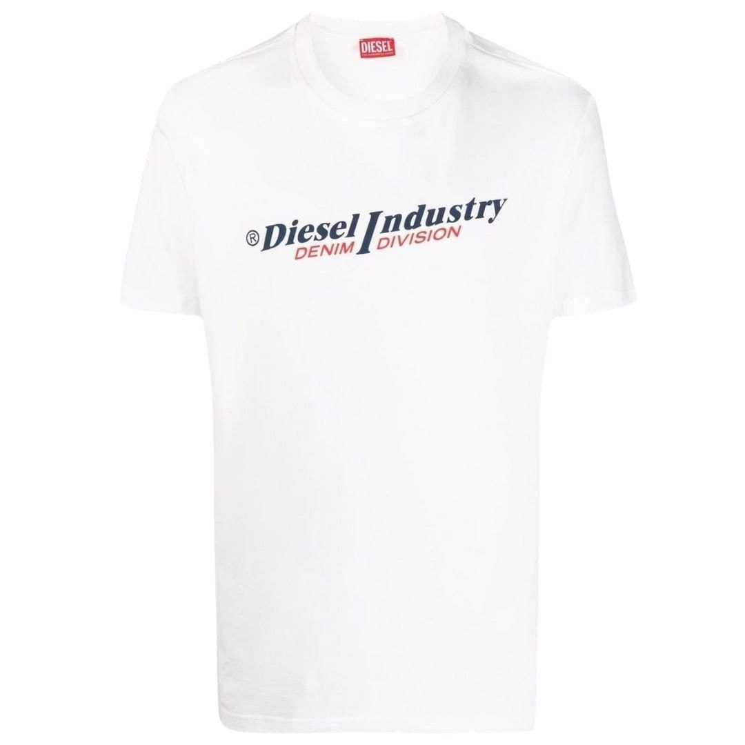 Diesel Men's Industry Denim Logo White T-Shirt