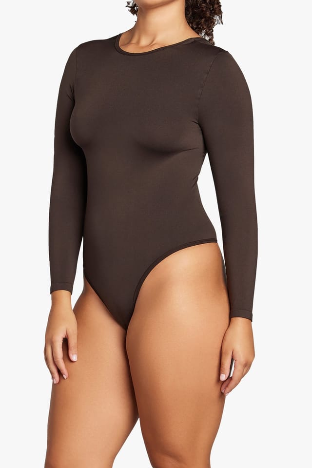 Heist Heist Women's The Softskin Scoop Back Long Sleeve Bodysuit in Chocolate - 2