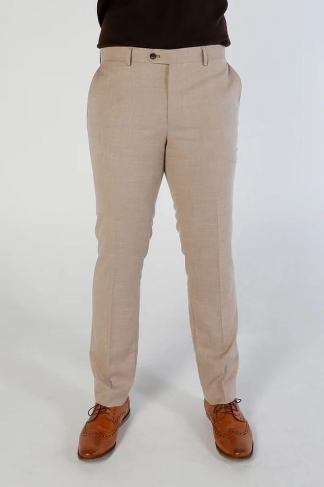 Paul Andrew Paul Andrew Men's Kurt Classic Trousers in Beige - 2