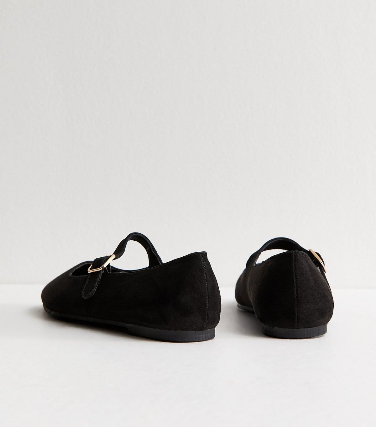 New Look Women's Black Faux Suede Mary Jane Ballet Flats Vegan New Look - 4