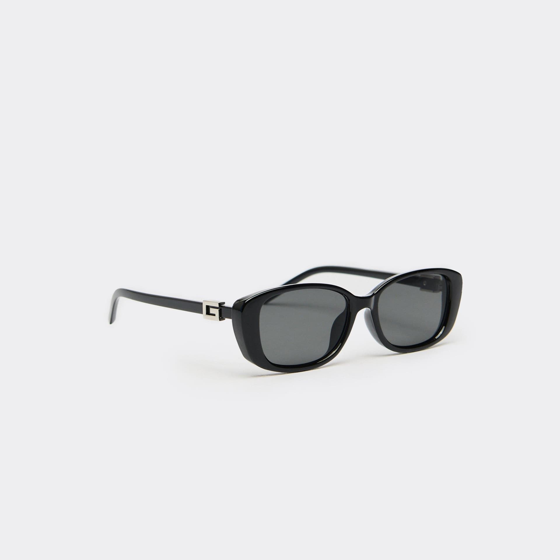 EGO EGO Black Cateye Sunglasses with Silver Logo Detail
