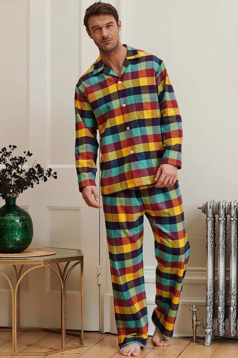 British Boxers British Boxers Men's 'Edinburgh' Check Brushed Cotton Pyjama Set - 1