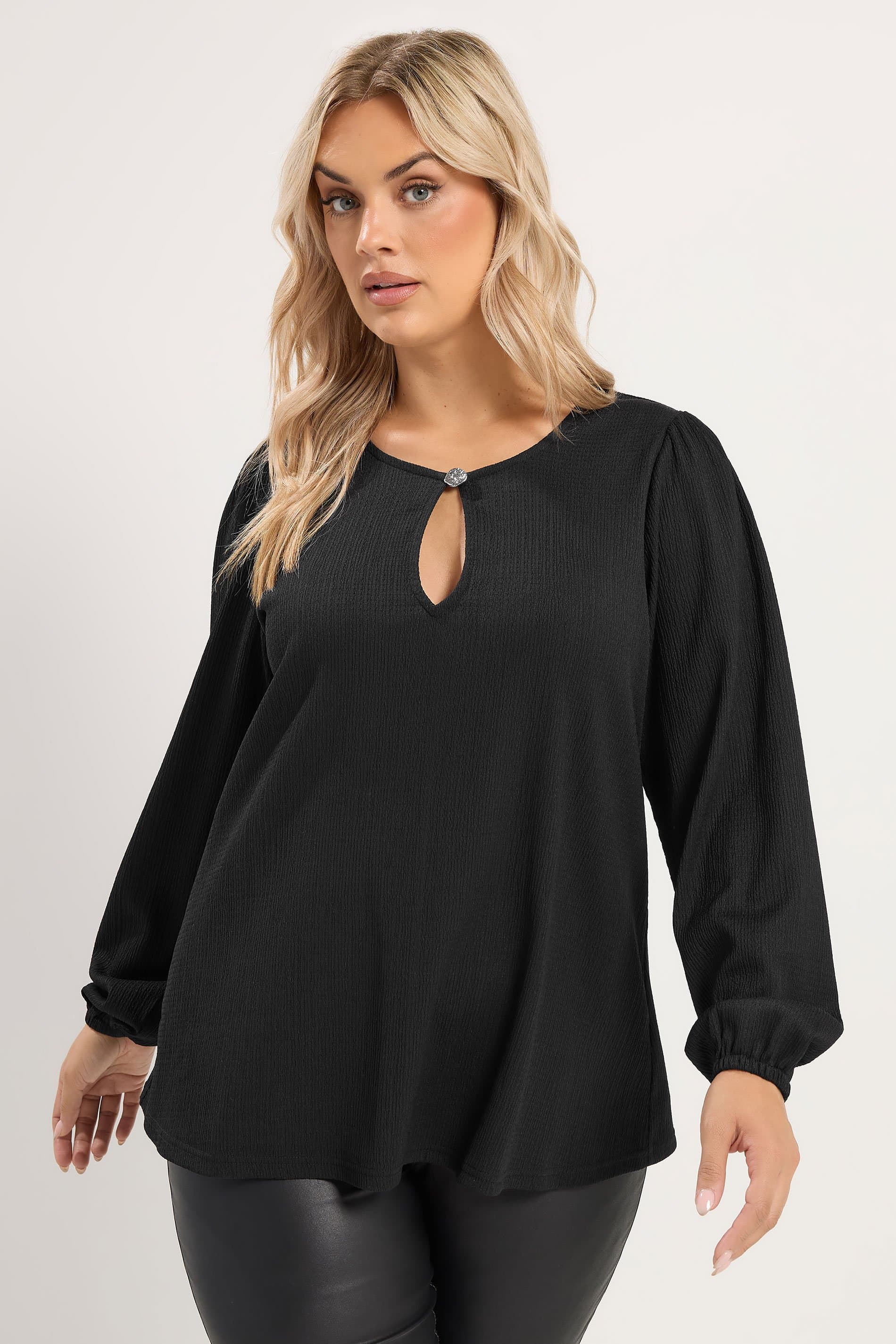 Yours Plus Size Black Balloon Sleeve Top