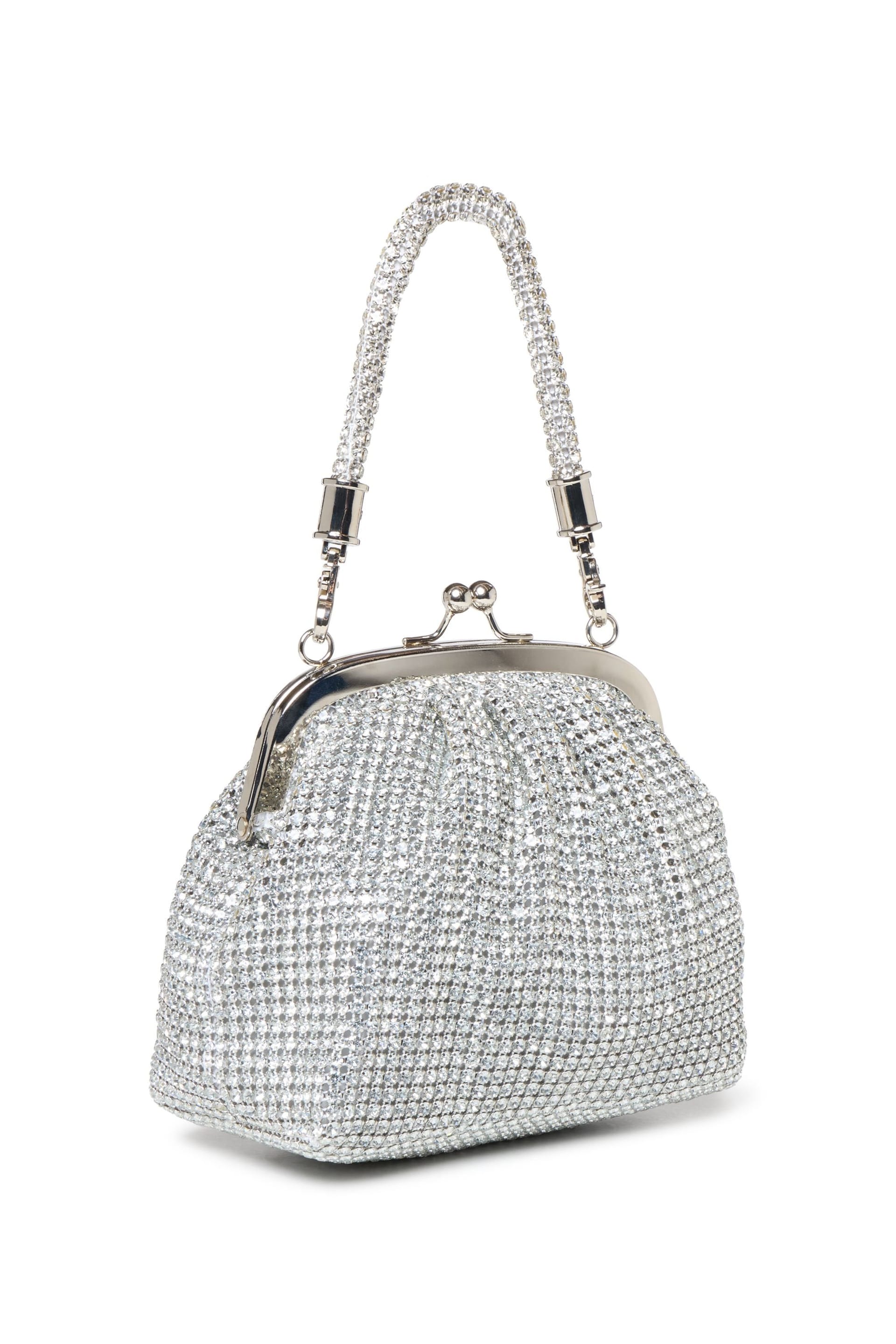 Paradox London Paradox London Women's Dorelle' Diamante Top Handle Bag in Silver - 4
