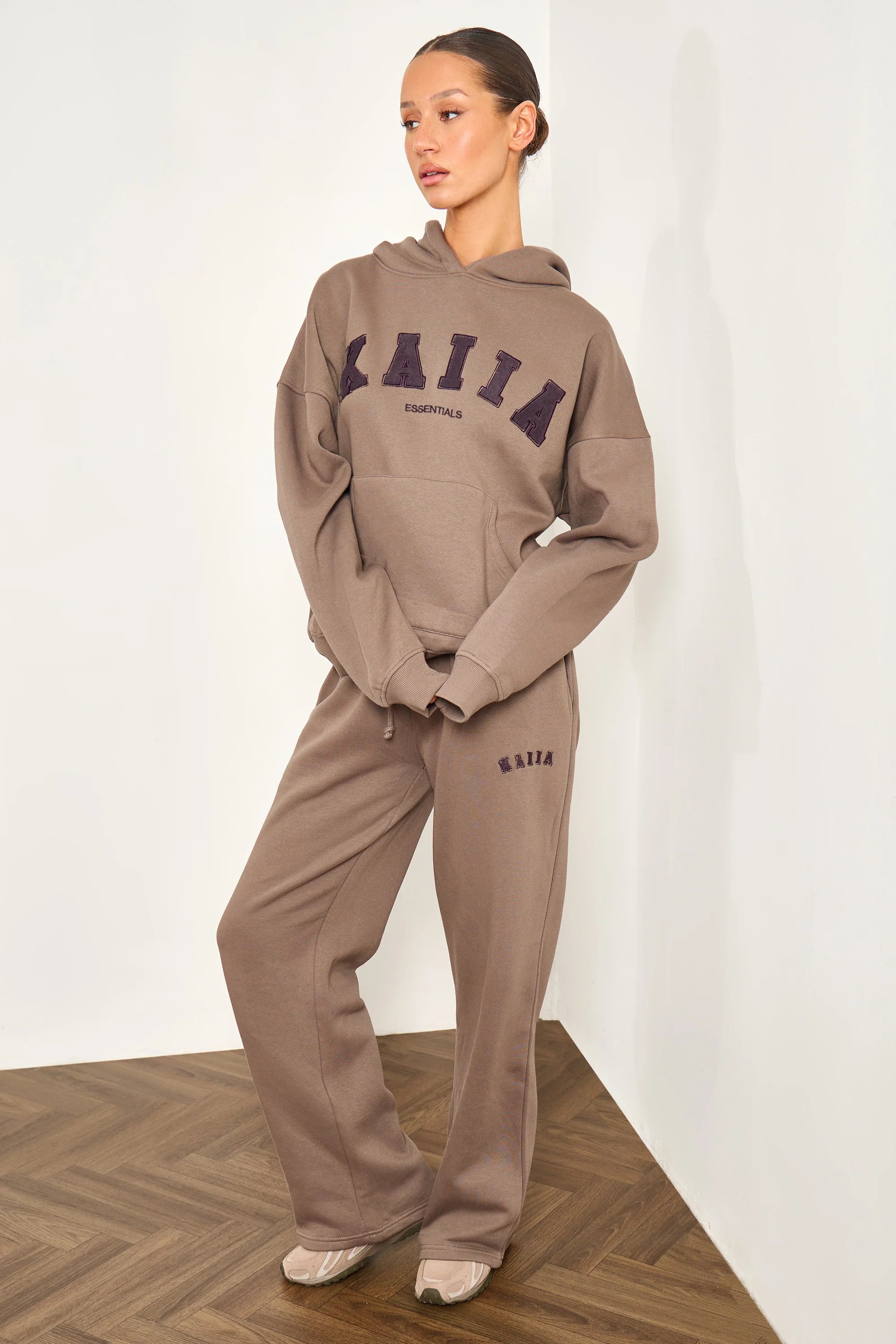 Kaiia Kaiia Essentials Slogan Oversized Hoodie Biscuit - 2