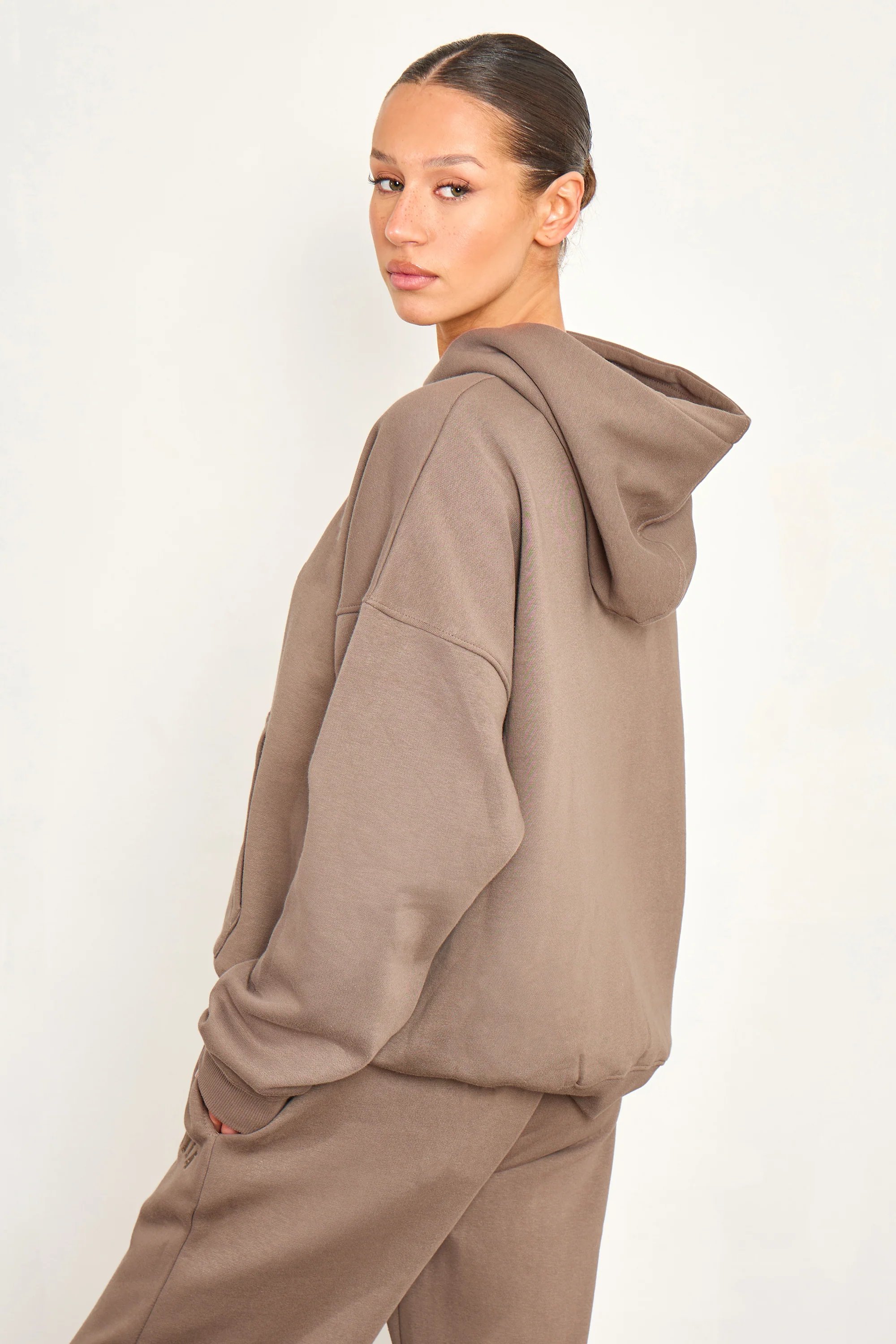 Kaiia Kaiia Essentials Slogan Oversized Hoodie Biscuit - 4