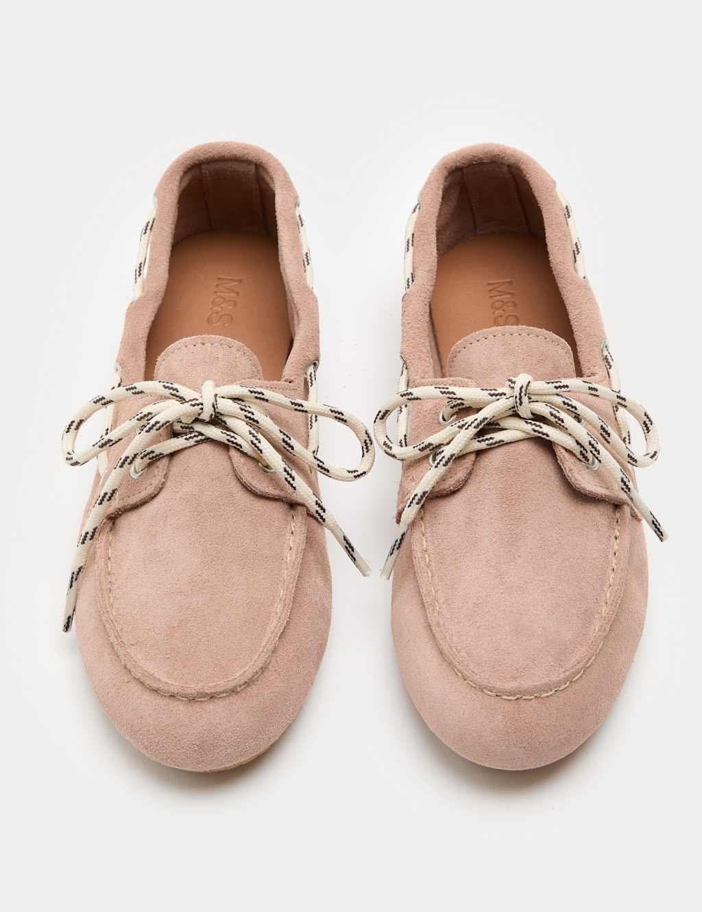 Marks & Spencer M&S Pink Suede Slip-On Boat Shoes