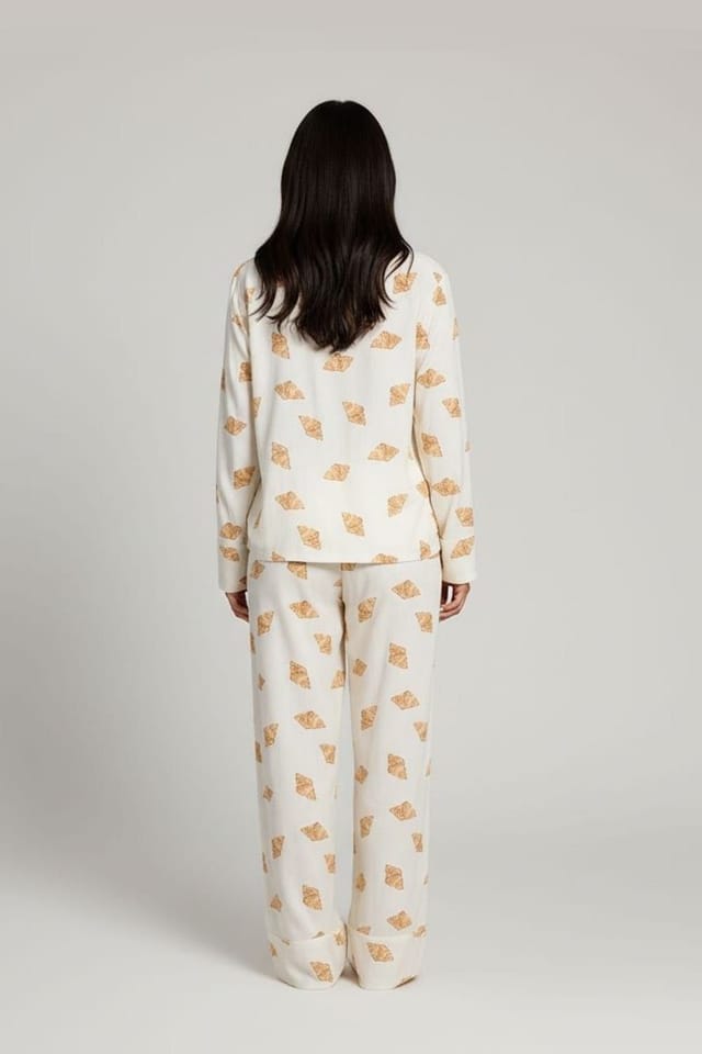 The Night Store The Night Store Women's Croissant Pointelle Pyjama Trouser Set in Off-White - 2
