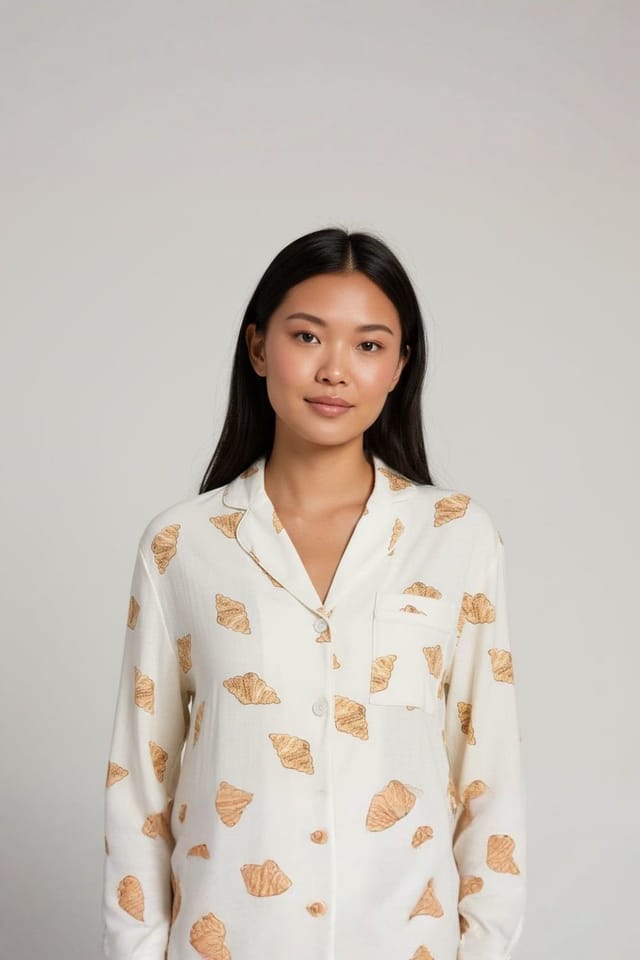 The Night Store The Night Store Women's Croissant Pointelle Pyjama Trouser Set in Off-White - 3