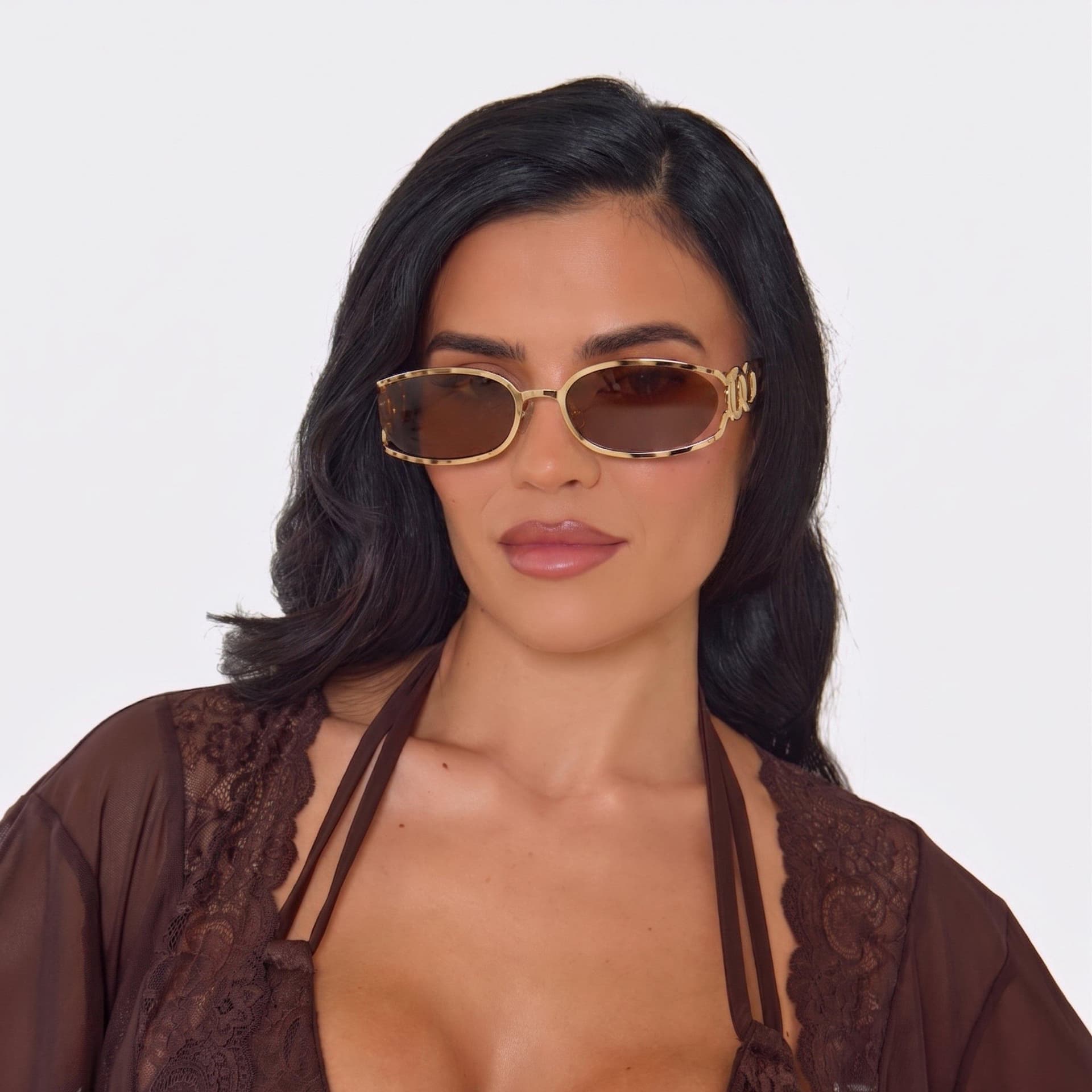 EGO Oval Shaped Cut Out Side Frame Detail Sunglasses In Leopard Print, Women's Size UK 0