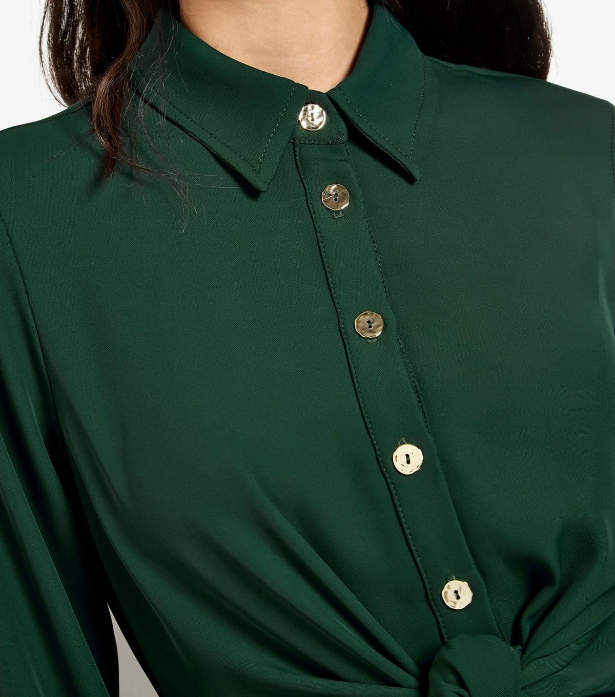 Apricot Women's Dark Green Button Front Tie Detail Dress Apricot New Look - 4