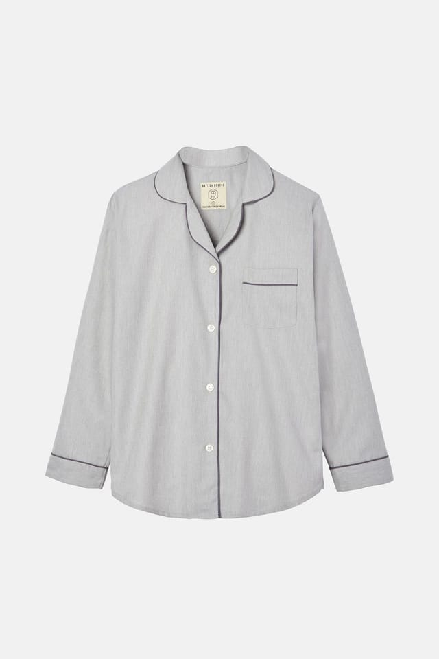 British Boxers British Boxers Women's 'Armoury Grey' Herringbone Cotton Twill Pyjama Set in Light Grey - 3