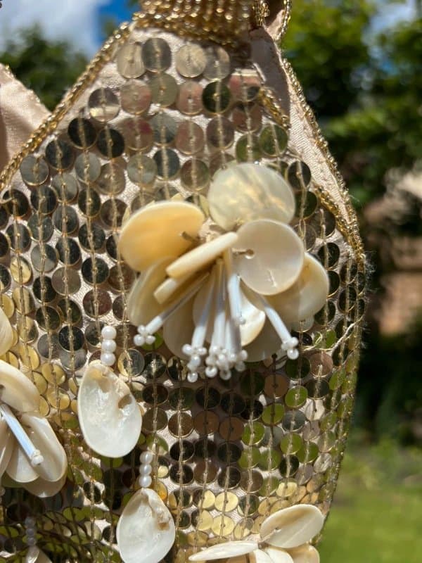 New Look New Look heavily embellished gold silver beaded sequin shell handbag so Ibiza fairy