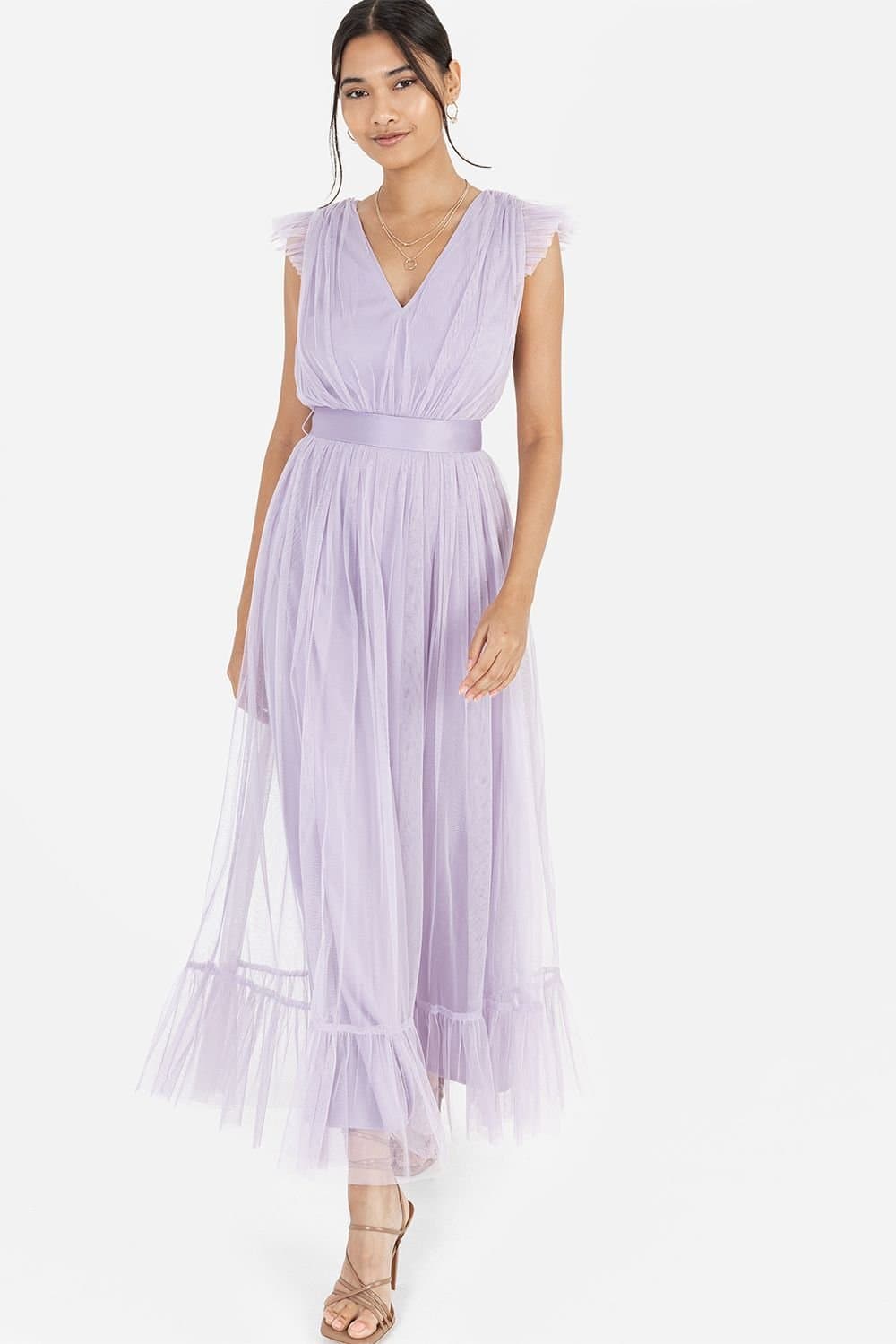 Anaya with Love Anaya with Love Women's Tulle Midaxi Dress in Lilac