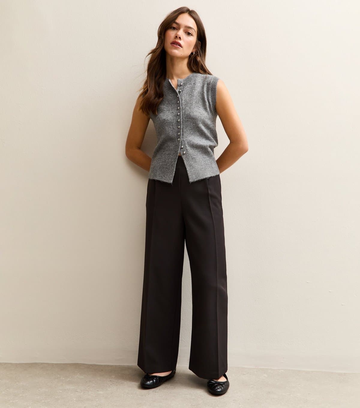 New Look New Look Petite Black Tailored Pull On Trousers
