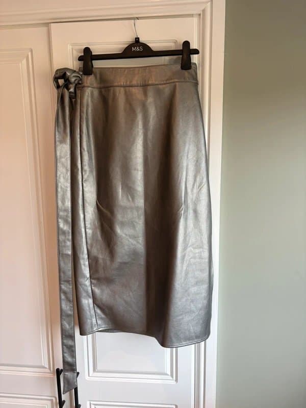 Never Fully Dressed Never Fully Dressed| Faux Leather| Gunmetal Metallic| Wrap skirt| Size 16