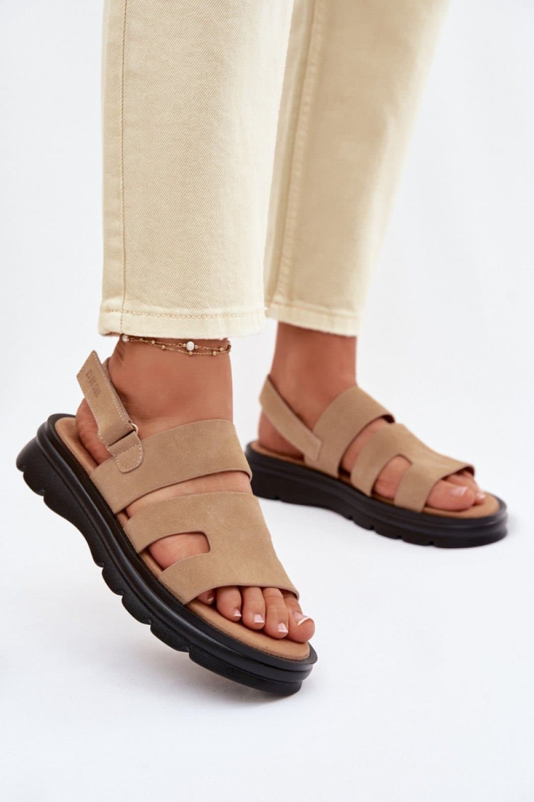 Love Lace Love Lace Women's Slingback Comfort Sandals Cushioned Footbed Everyday Wear in Beige