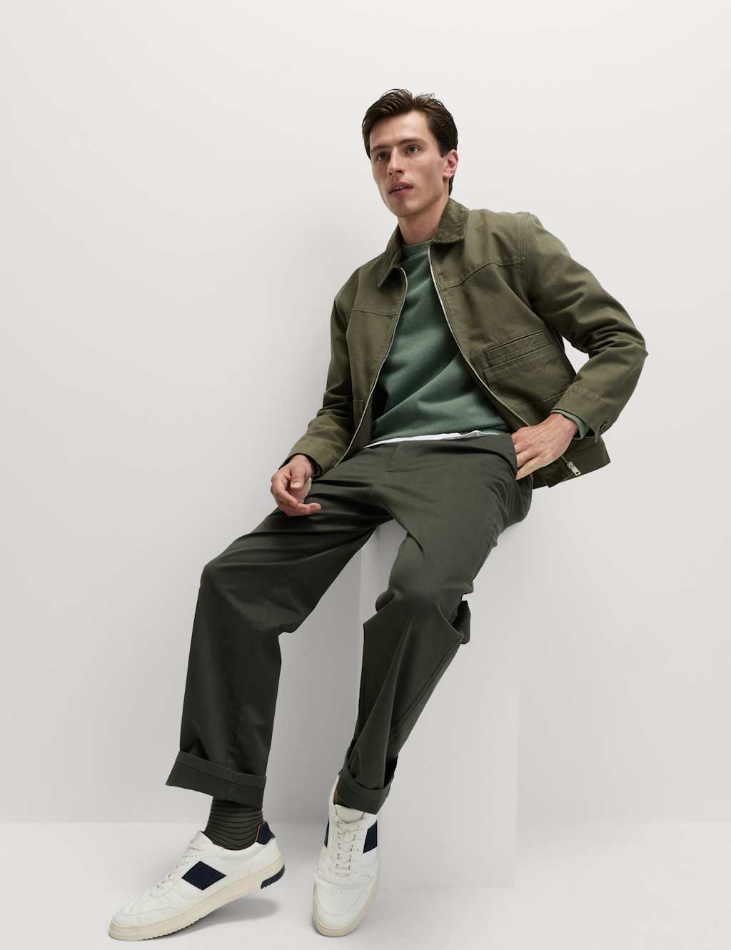 Marks & Spencer M&S Loose Fit Stretch Chinos Dark Pewter - 1