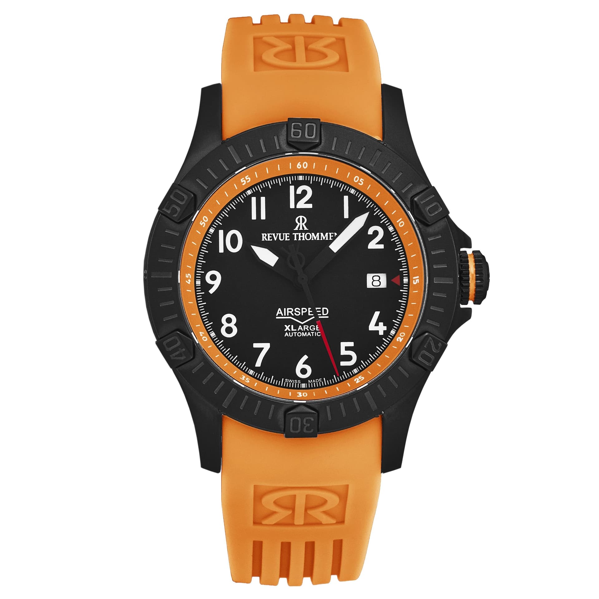 Revue Thommen Revue Thommen Men's Air Speed Automatic Rubber, 43mm Stainless Steel Case in Black