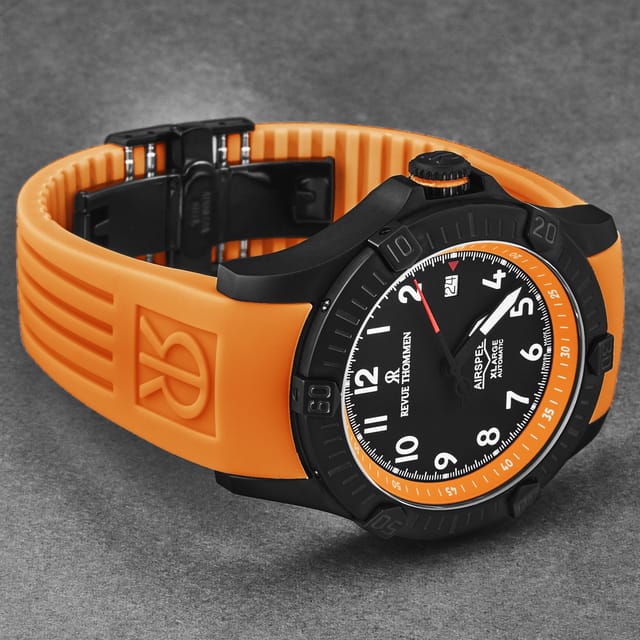 Revue Thommen Revue Thommen Men's Air Speed Automatic Rubber, 43mm Stainless Steel Case in Black - 2