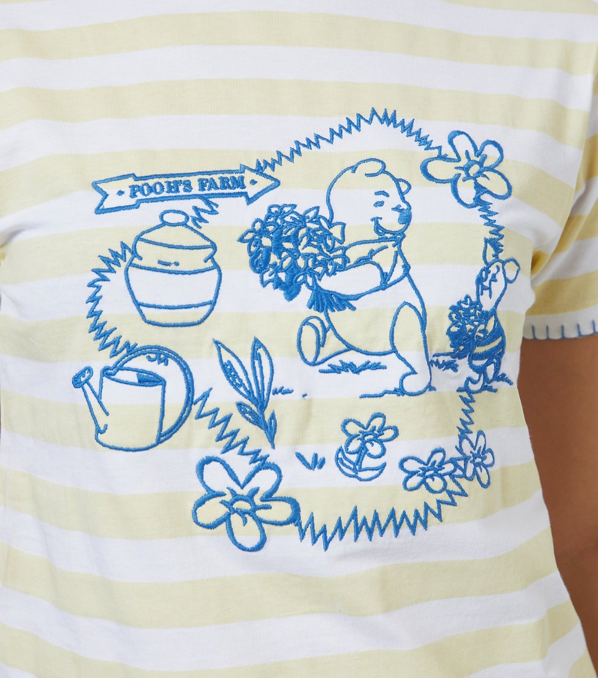 Skinnydip Women's Bright Yellow Disney Winnie the Pooh Stripe Baby Tee T-Shirt Skinnydip New Look - 4
