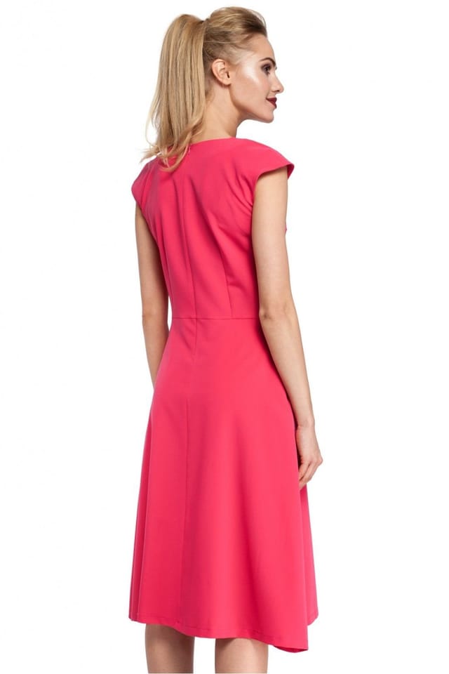 Love Lace Love Lace Women's Classic Midi Trapeze Dress with Contrast Pleat in Pink - 3