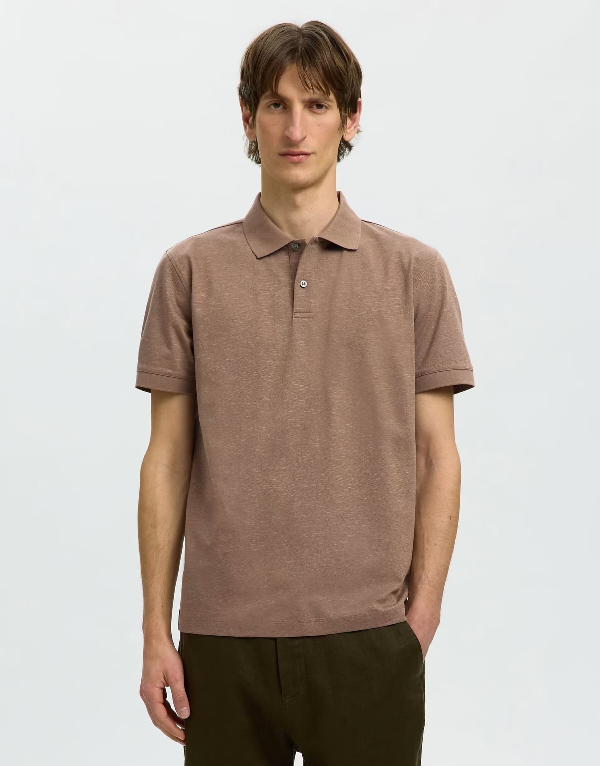 ASOS Selected Polo shirt in chocolate chip