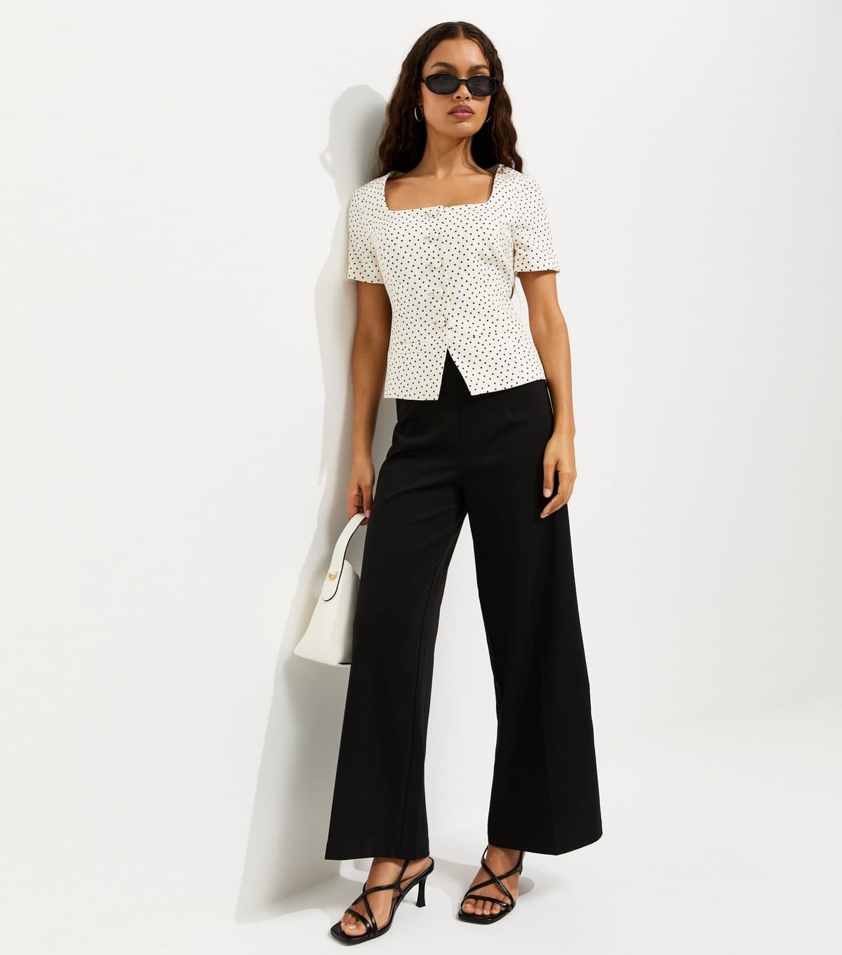 New Look Women's Petite Black Jersey Wide Leg Trousers New Look