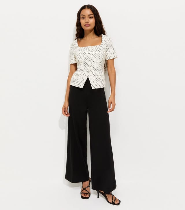 New Look Women's Petite Black Jersey Wide Leg Trousers New Look - 3