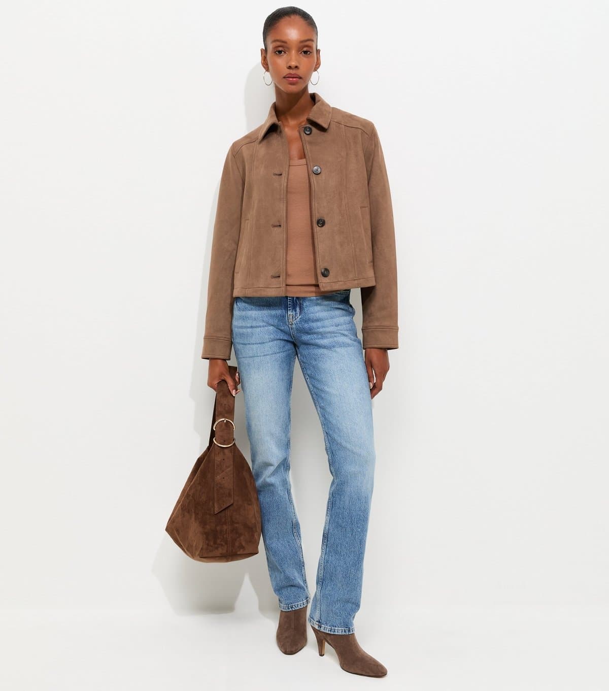 New Look Women's Mink Faux Suede Shacket New Look
