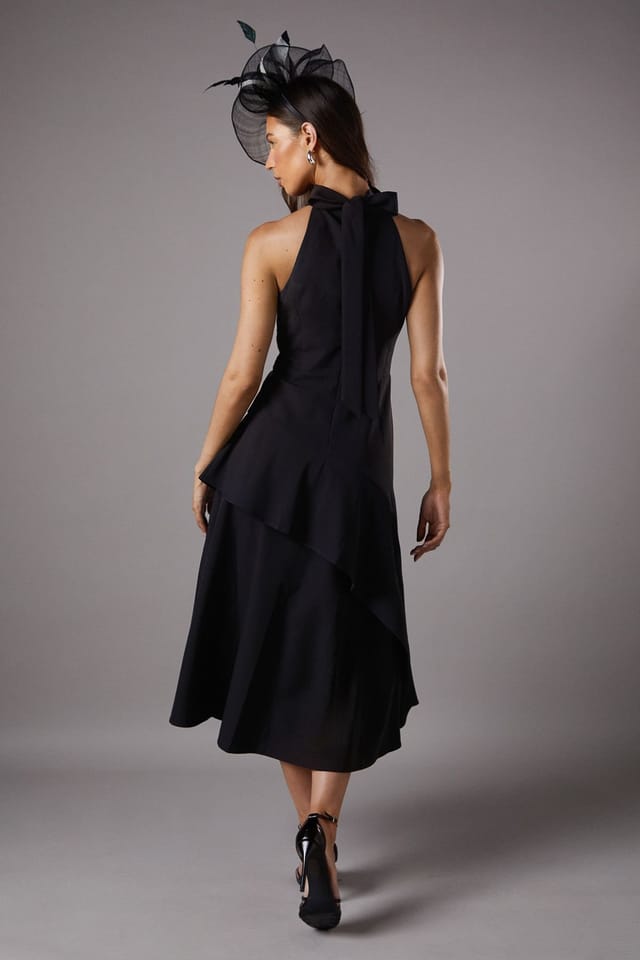 Coast Coast Women's High Neck Corsage Detail Midi Dress in Black - 3