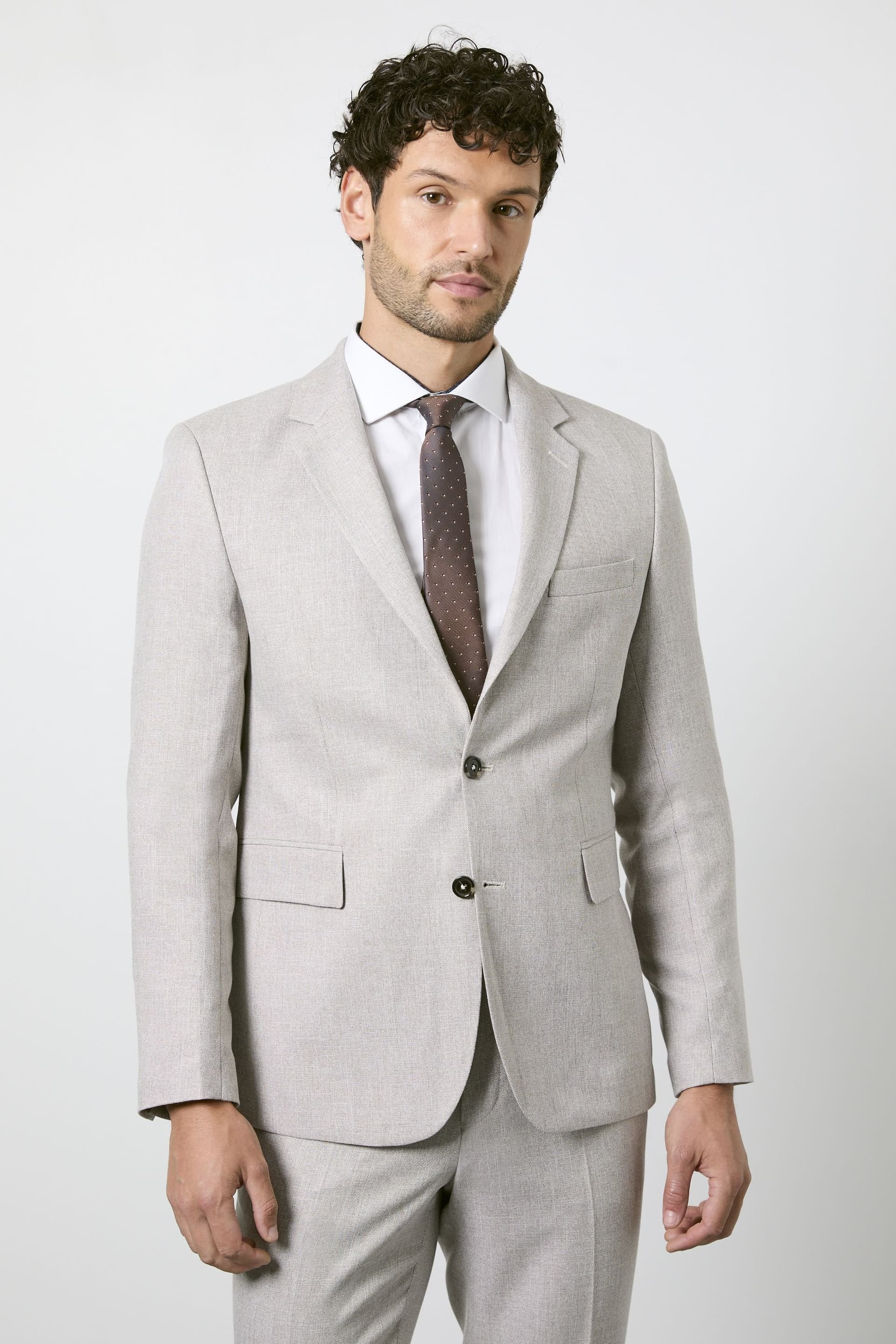 Burton Burton Men's Light Brown Slim Fit Suit Jacket