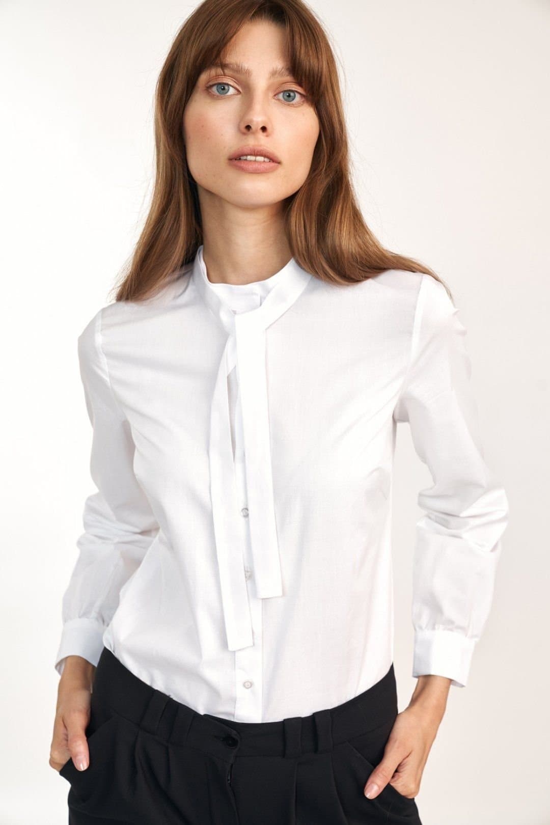 Love Lace Love Lace White Long Sleeve Plain Cotton Shirt