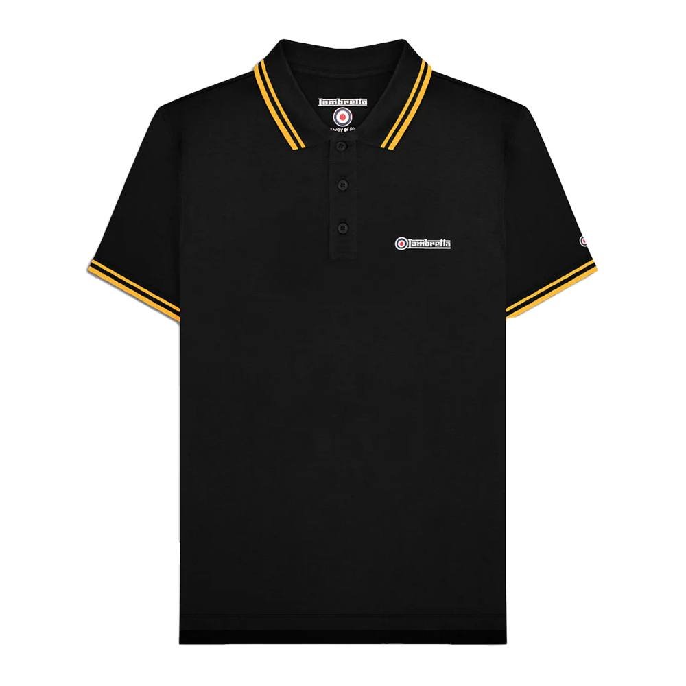 Lambretta Lambretta Men's Twin Tip Polo Shirt in True Black - 3
