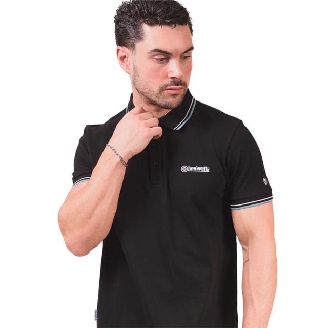 Lambretta Lambretta Men's Twin Tip Polo Shirt in True Black - 3