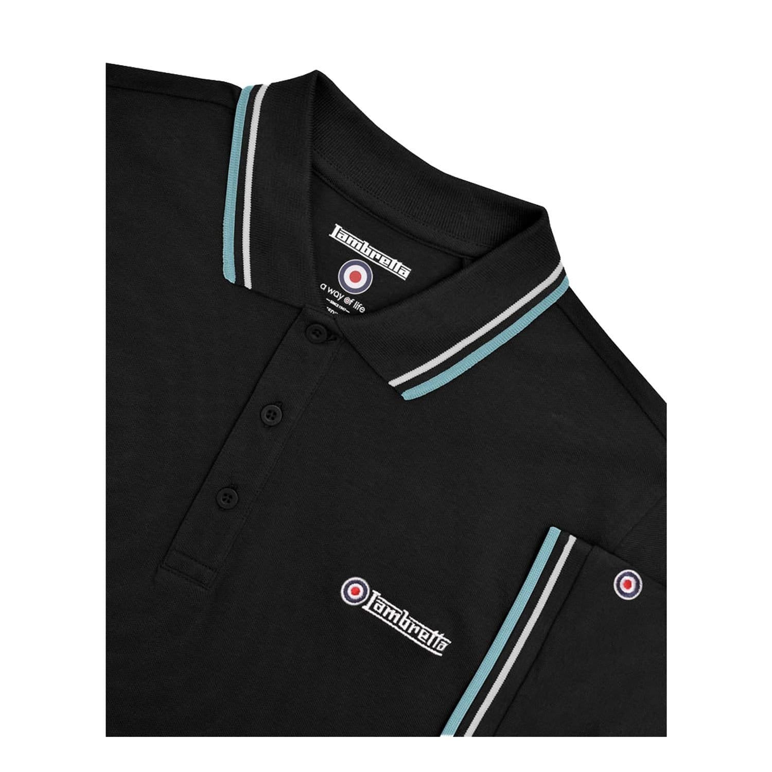 Lambretta Lambretta Men's Twin Tip Polo Shirt in True Black - 4