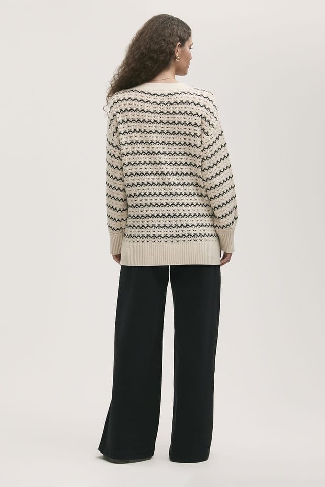 Finery London Finery London Women's Alena V-Neck Crochet Cardigan in Warm White - 3