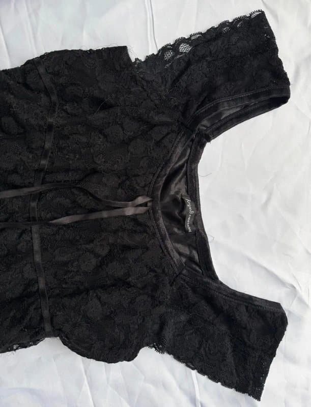 Vintage Dressing frilly ballet core coquette black top