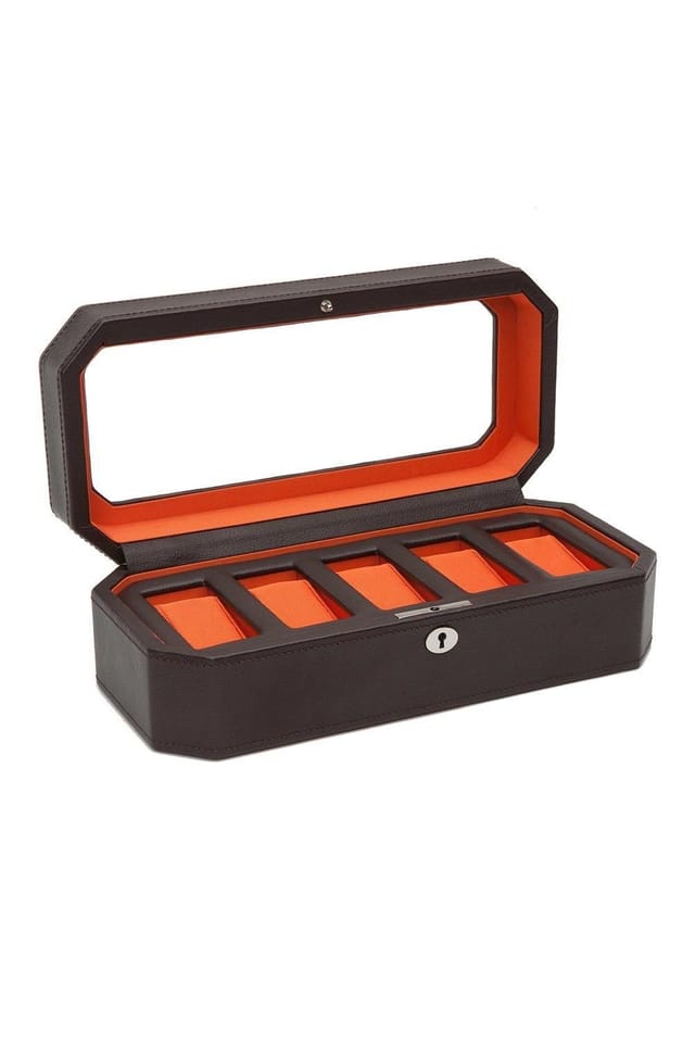Wolf WOLF Men's Windsor 5 Piece Watch Box in Brown - 3