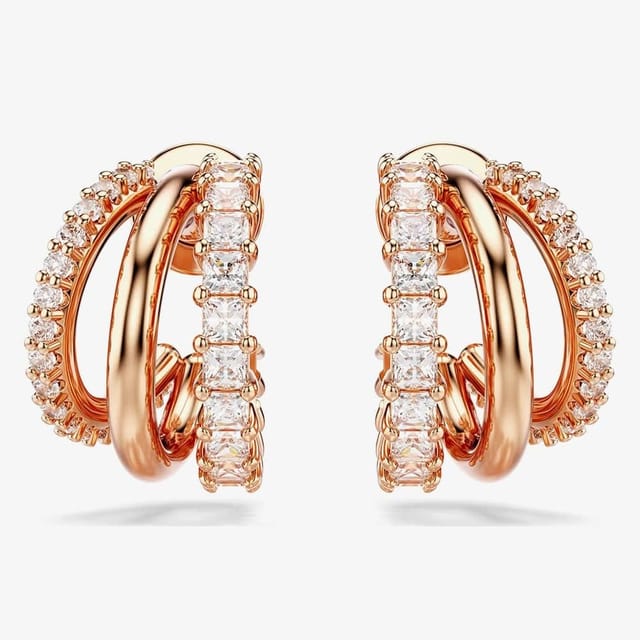 Swarovski Swarovski Women's Hyperbola Rose Gold Tone Plated Mini Half Hoop Earrings 5698702 - 2