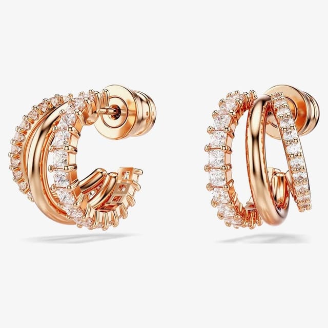 Swarovski Swarovski Women's Hyperbola Rose Gold Tone Plated Mini Half Hoop Earrings 5698702 - 3