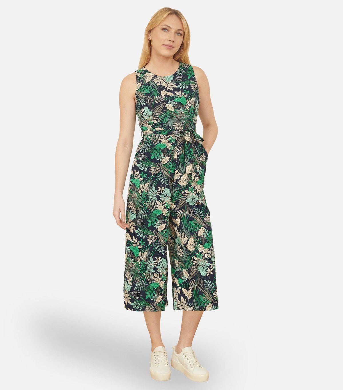 Yumi Women's Green Leaf Print Culotte Jumpsuit Yumi New Look - 2
