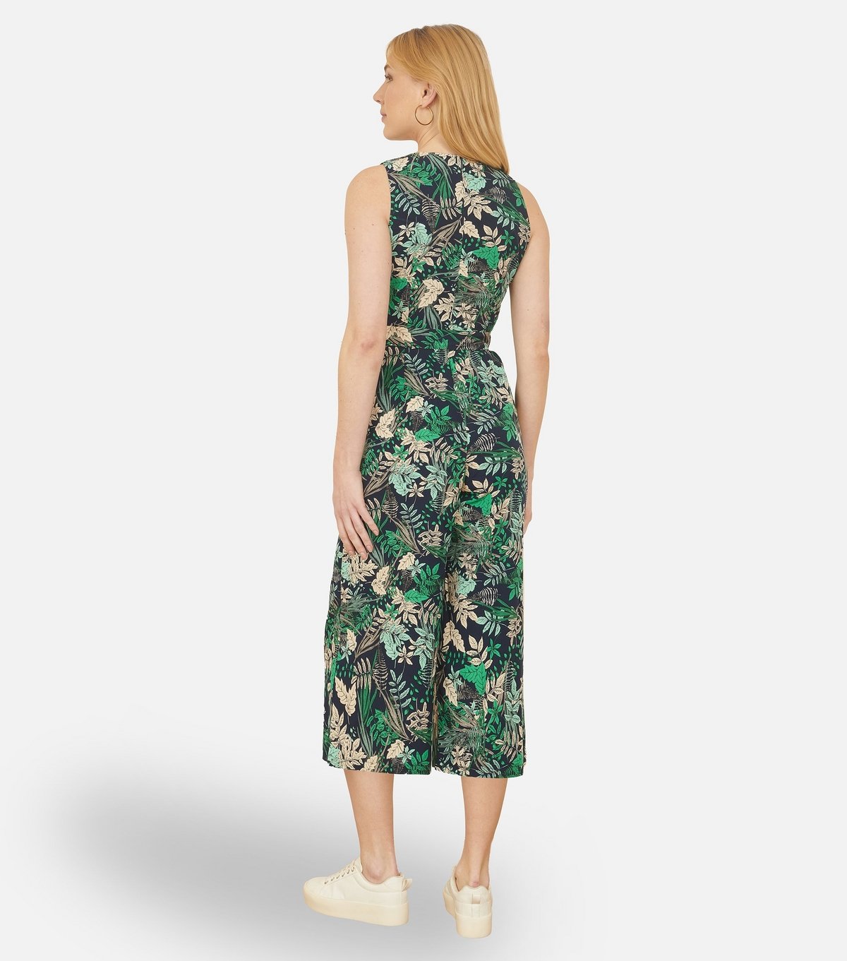 Yumi Women's Green Leaf Print Culotte Jumpsuit Yumi New Look - 3